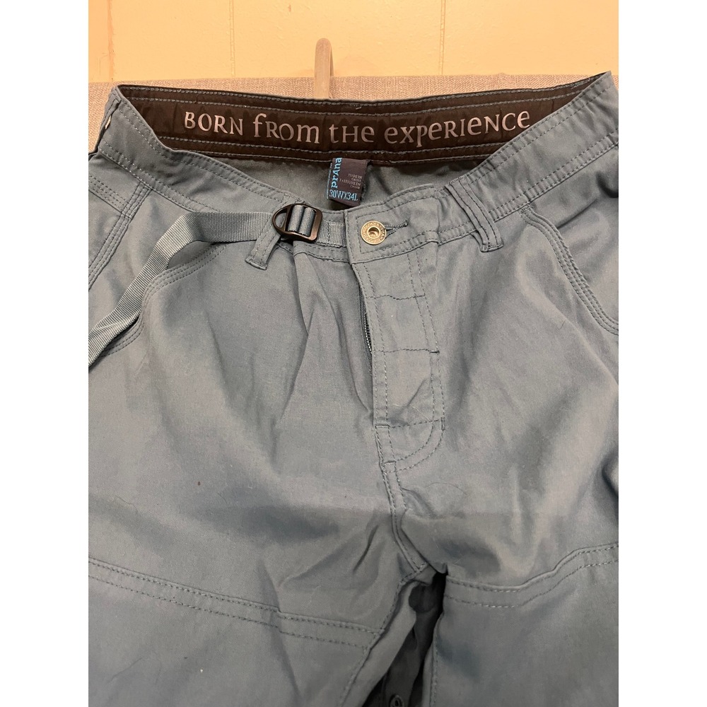 Prana Zion Mens Hiking Pants Blue Gray 30x34 Stretch Cargo Outdoor Climbing